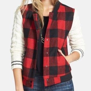 plaid varsity jacket